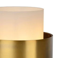 Cilinder tafellamp mat goud mat opaal glas