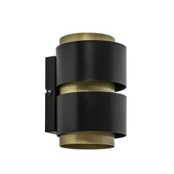 Cilinder wandlamp G9 mat zwart met goud