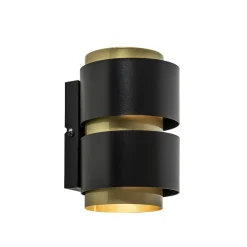 Cilinder wandlamp G9 mat zwart met goud