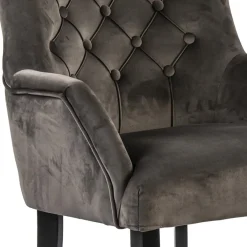 Comfortabele armstoel donker taupe met zwarte poot