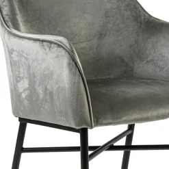 Comfortabele armstoel velours grijs met wieltjes