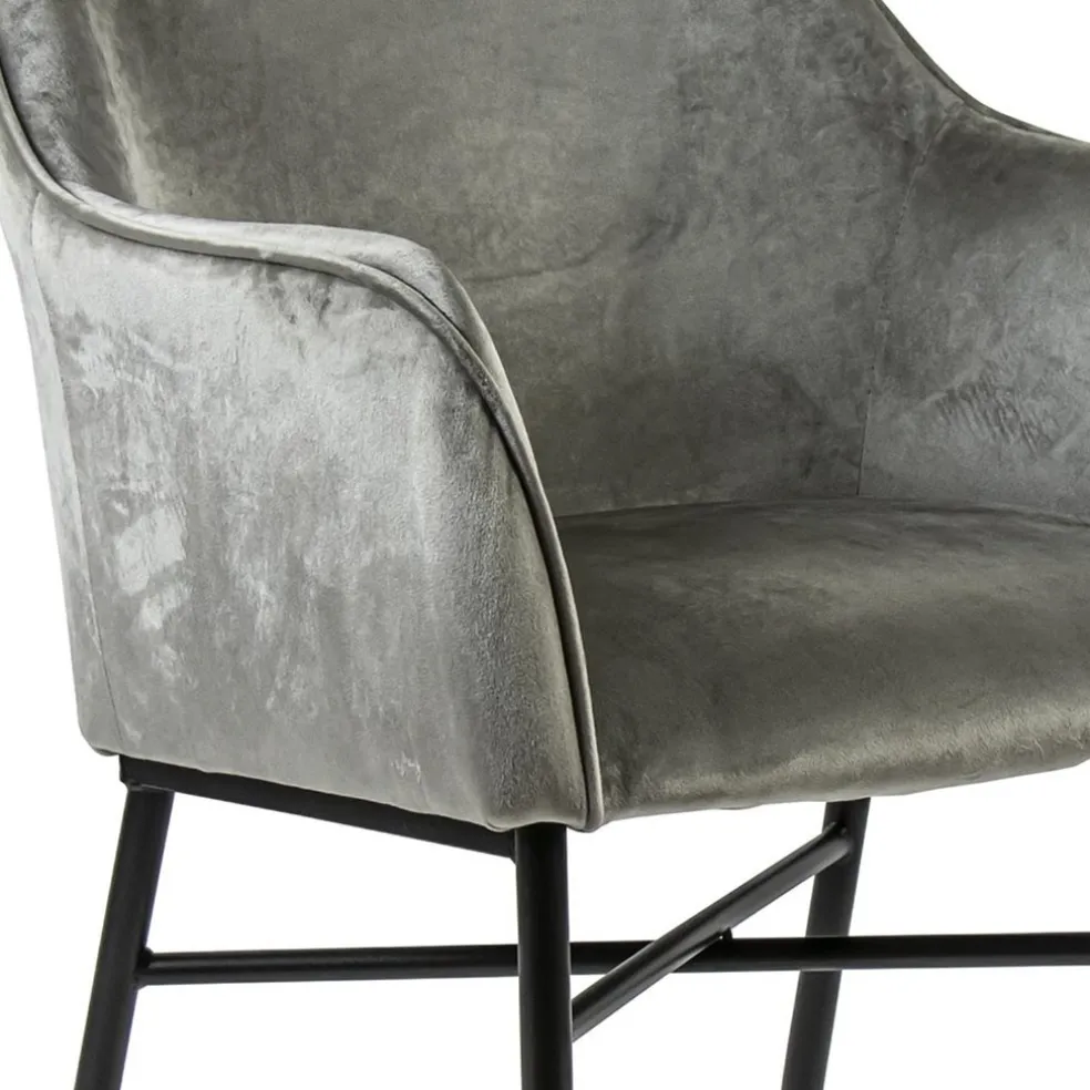 Comfortabele armstoel velours grijs met wieltjes