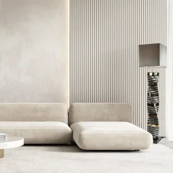 Decoratieve vloerlamp grijs/goud met vierkante kap