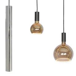 Design hanglamp 7-lichts zwart met nikkel