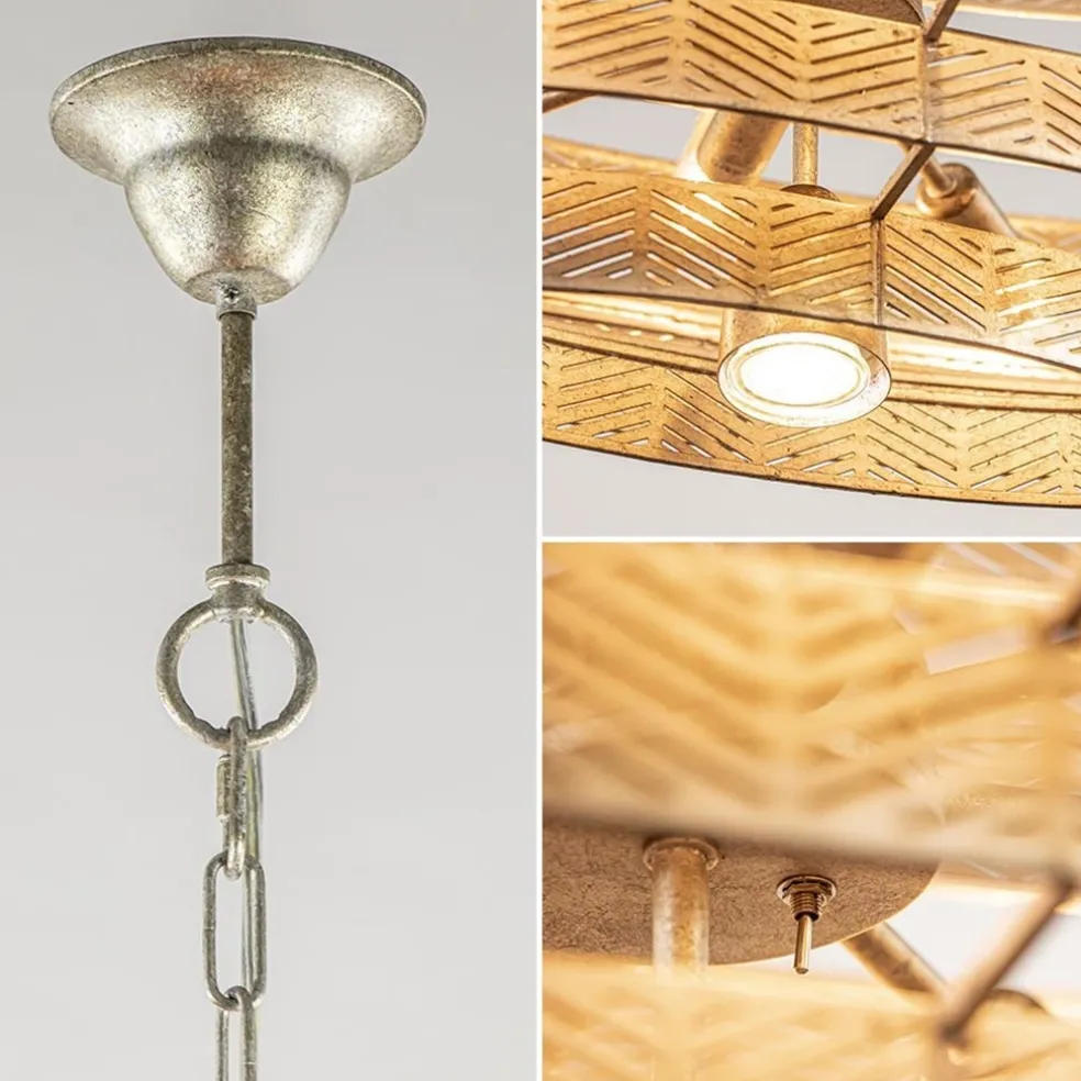 Design hanglamp ovaal oud zilver