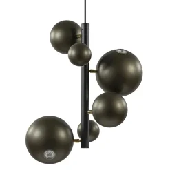 Design hanglamp zwart met platinum bollen 2L