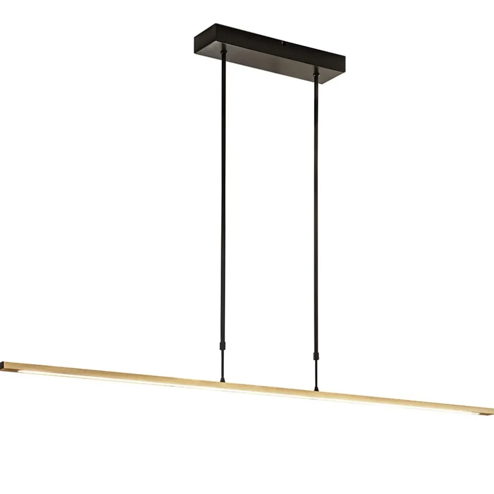 Design LED hanglamp aluminium mat zwart/mat goud