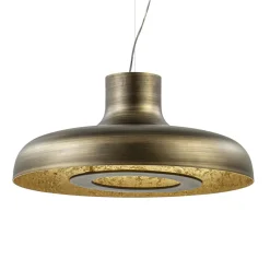Design LED hanglamp koepel brushed brons met goldleaf