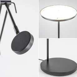 Design LED uplighter met leesarm zwart geborsteld staal