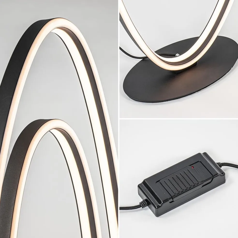 Design LED vloerlamp ovaal mat zwart dimbaar