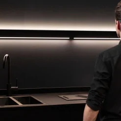 Design LED wandlamp zwart met Gesture Control 180 cm