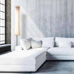 Design vloerlamp nikkel met opaal glas en uplighter