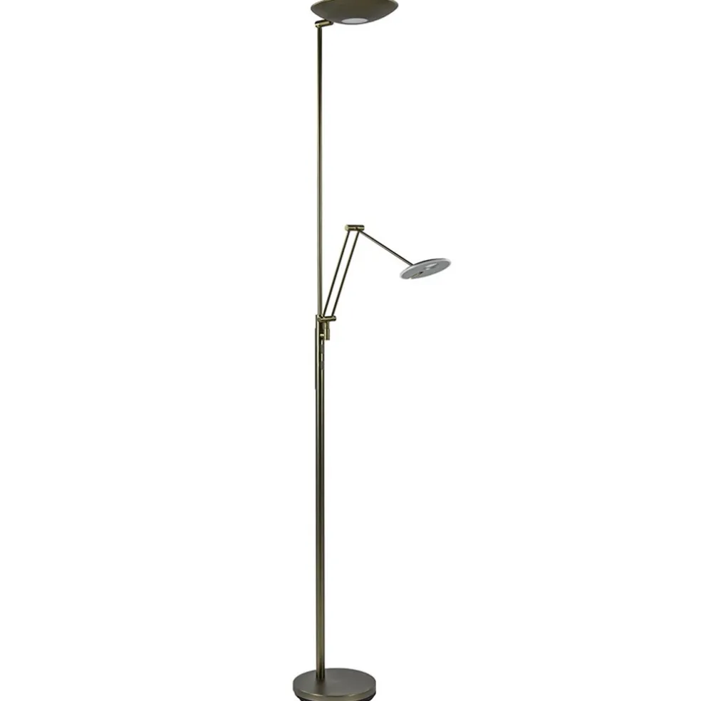 Dimbare LED uplighter met leeslamp donker brons