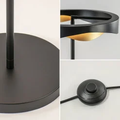 Dimbare LED vloerlamp zwart met goud