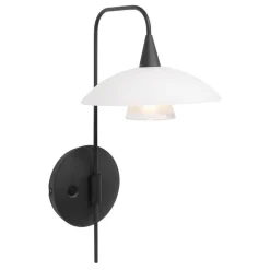 Dimbare LED wandlamp zwart met witte schotel
