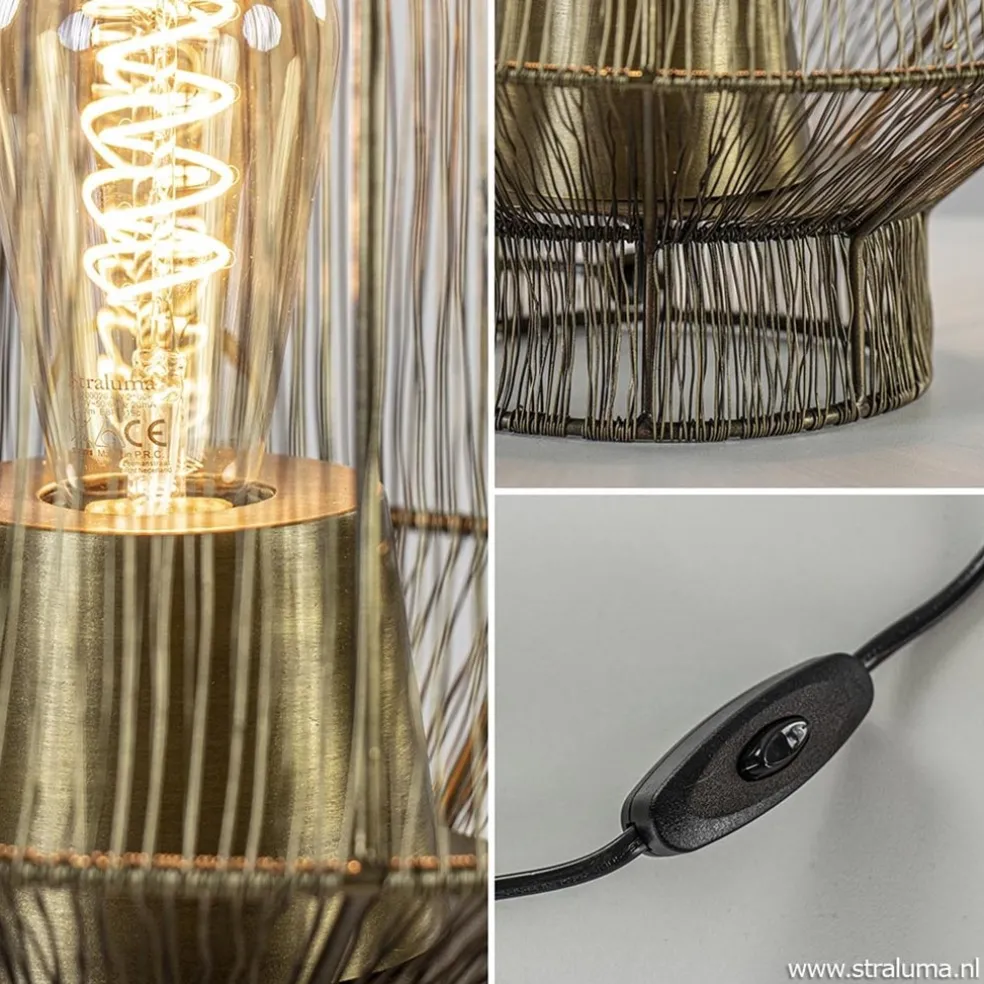 Draad tafellamp Vitora antiek brons