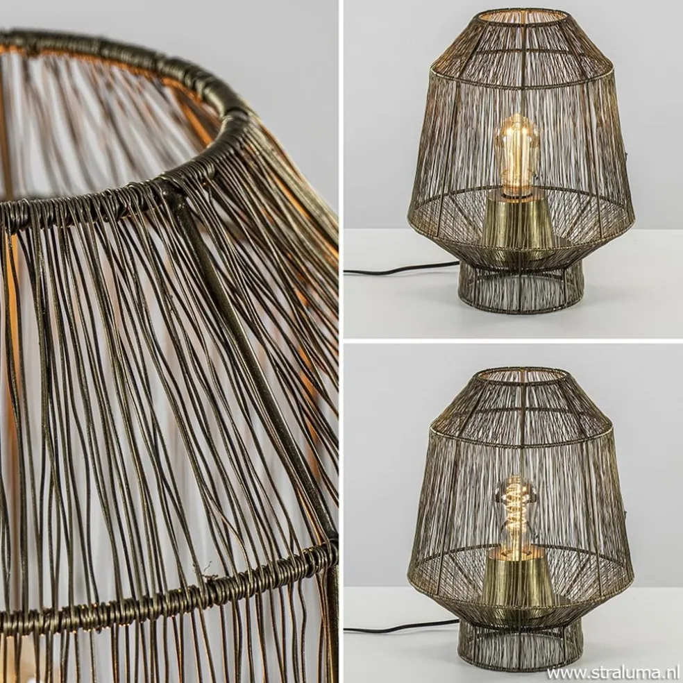 Draad tafellamp Vitora antiek brons