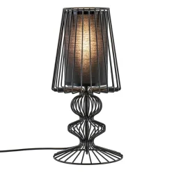 Draad tafellamp zwart met cilinder kap