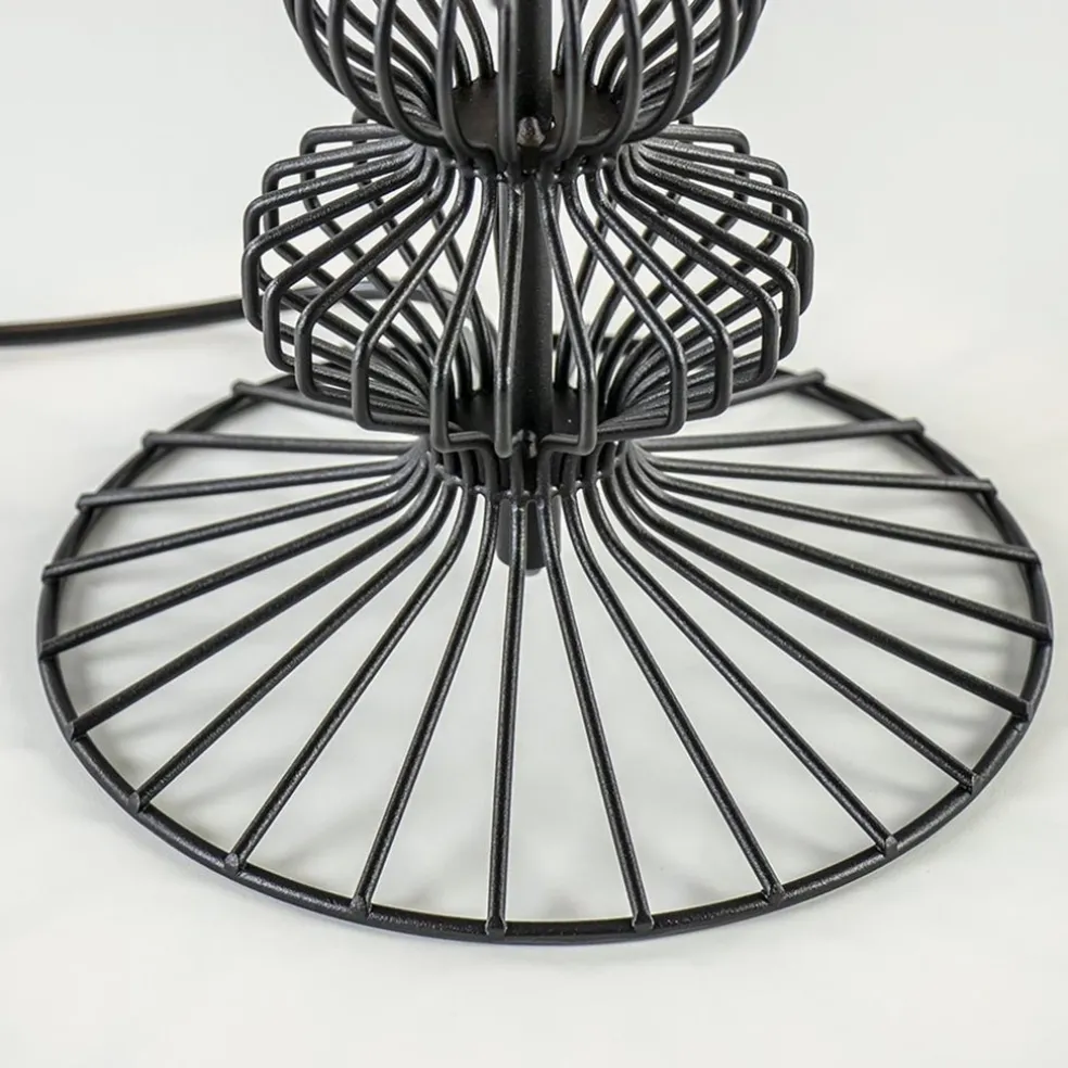 Draad tafellamp zwart met cilinder kap