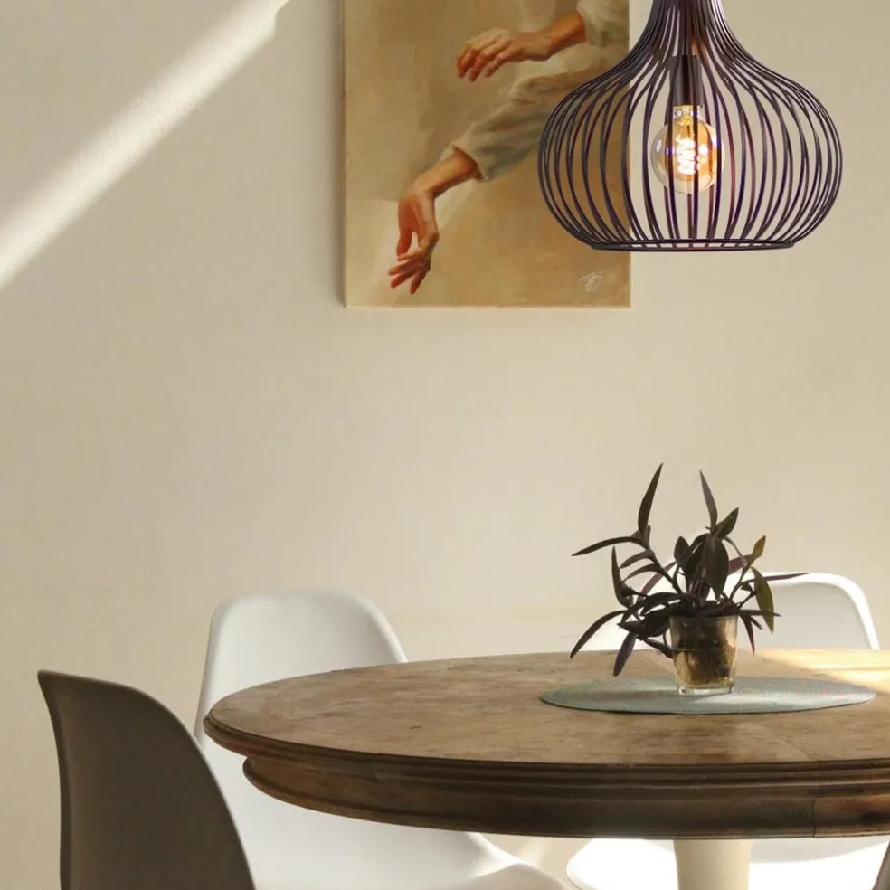 Draadhanglamp landelijk brons-bruin 38cm