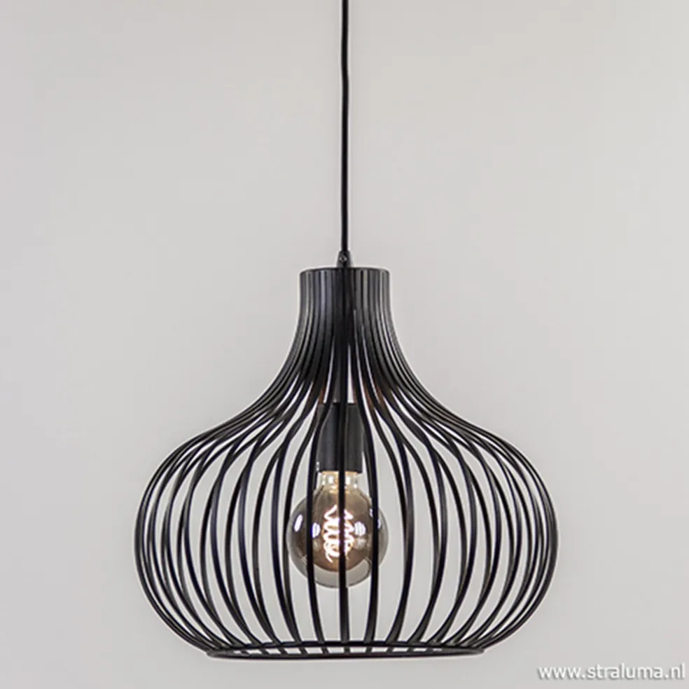 Draadhanglamp medium zwart 38cm