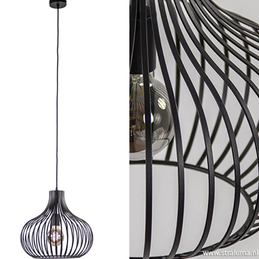 Draadhanglamp medium zwart 38cm