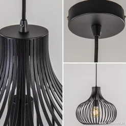 Draadhanglamp medium zwart 38cm