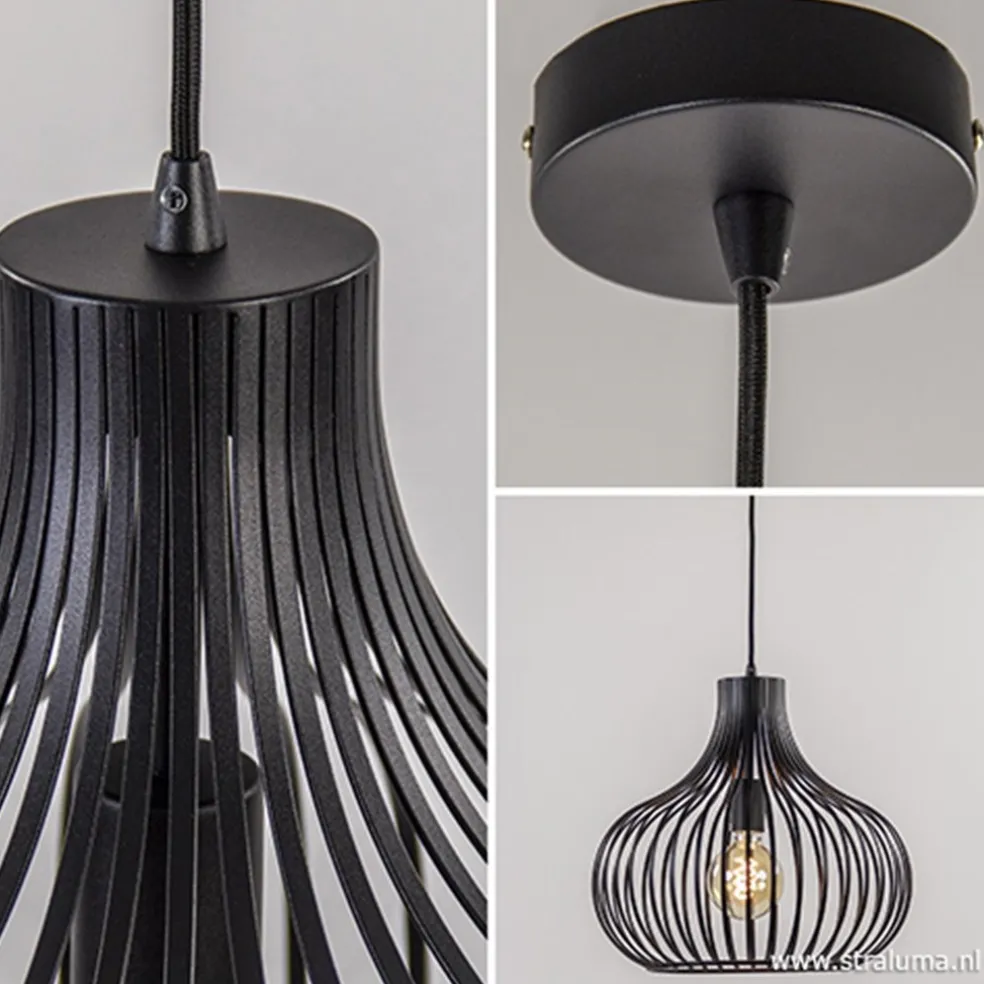 Draadhanglamp medium zwart 38cm