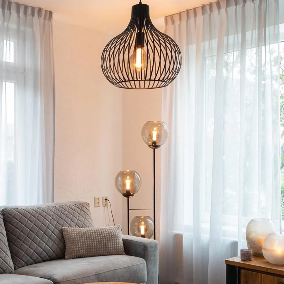 Draadhanglamp medium zwart 38cm