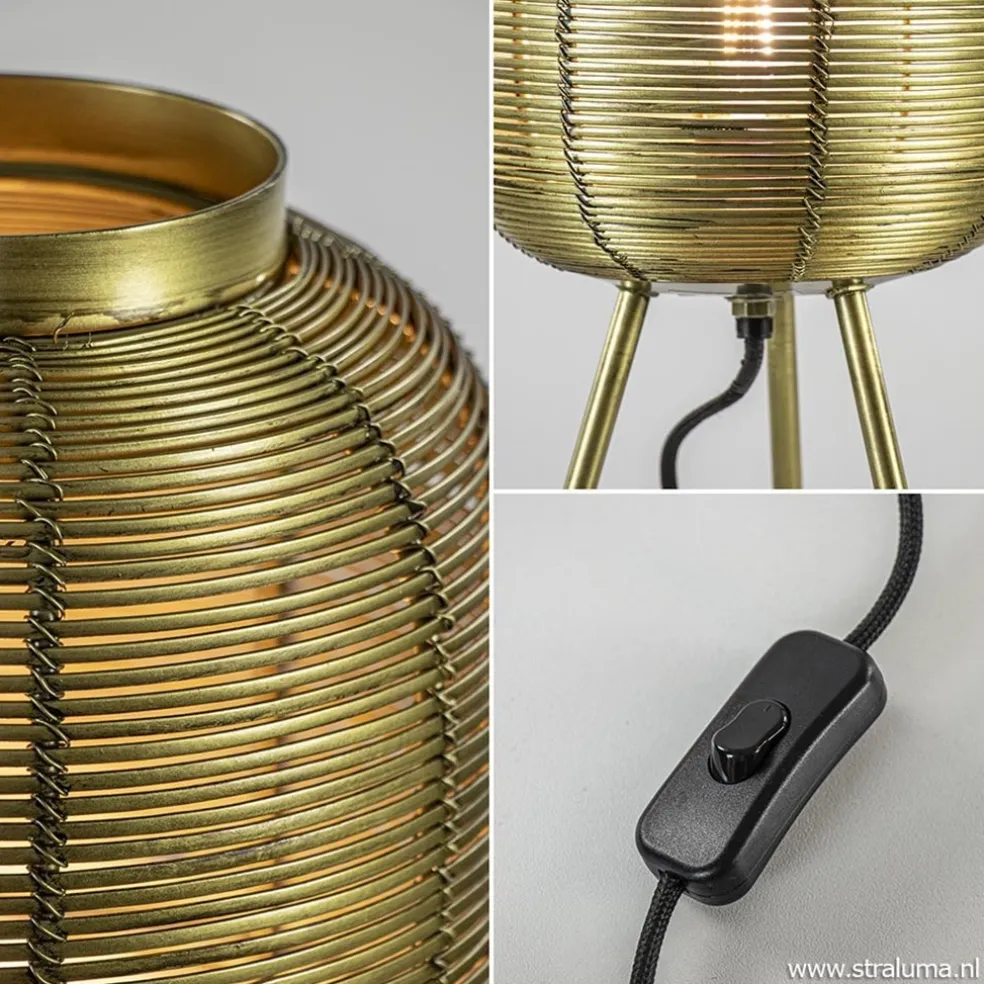 Driepoot tafellamp antiek brons Light & Living