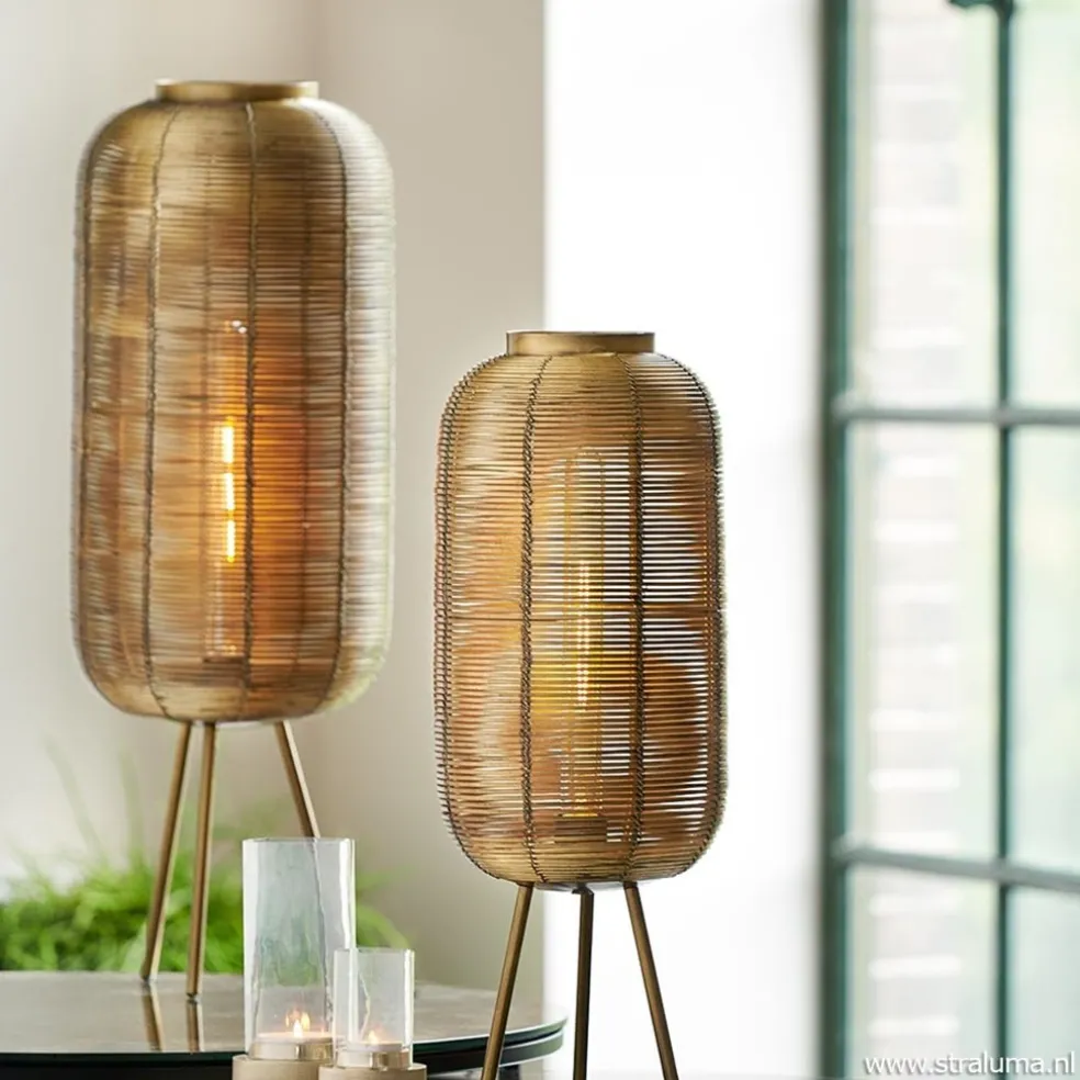 Driepoot tafellamp antiek brons Light & Living