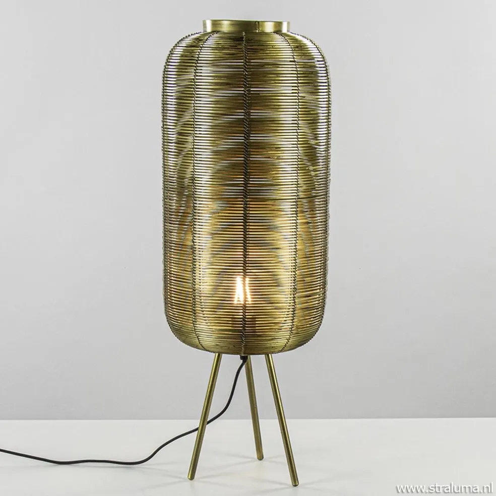 Driepoot tafellamp Tomek antiek brons