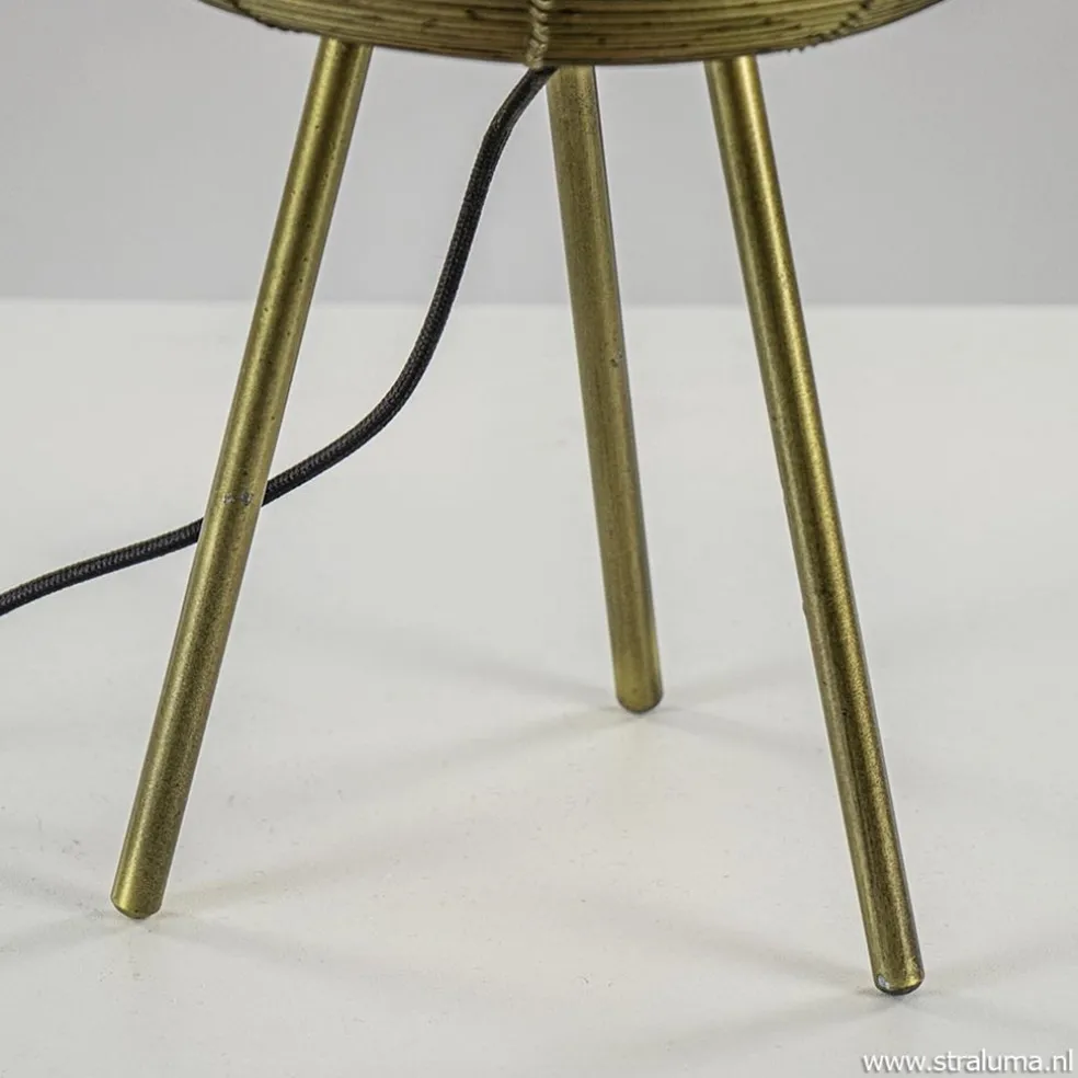 Driepoot tafellamp Tomek antiek brons