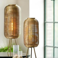 Driepoot tafellamp Tomek antiek brons