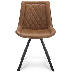 Eetkamerstoel microleder Bull camel met zwarte poot