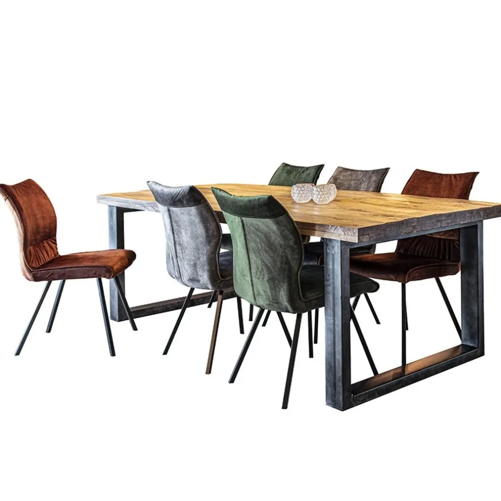 Eetkamerstoel velvet groen met zwart