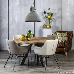 Eettafel Acaciahout 3-poot zwart  Ø120