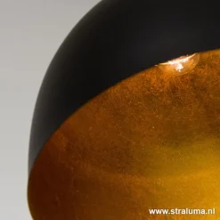 Eettafel hanglamp Kylie 3- lichts zwart-goud