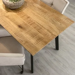 Eettafel mangohout met zwarte poot 240x90 cm