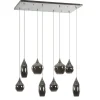 Eettafelhanglamp nikkel met smokey glas 8-lichts