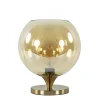 Elegante tafellamp donker goud met amber glazen bol 25 cm