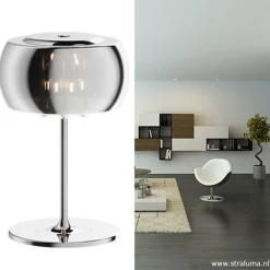 Glazen tafellamp Pearl met chroom