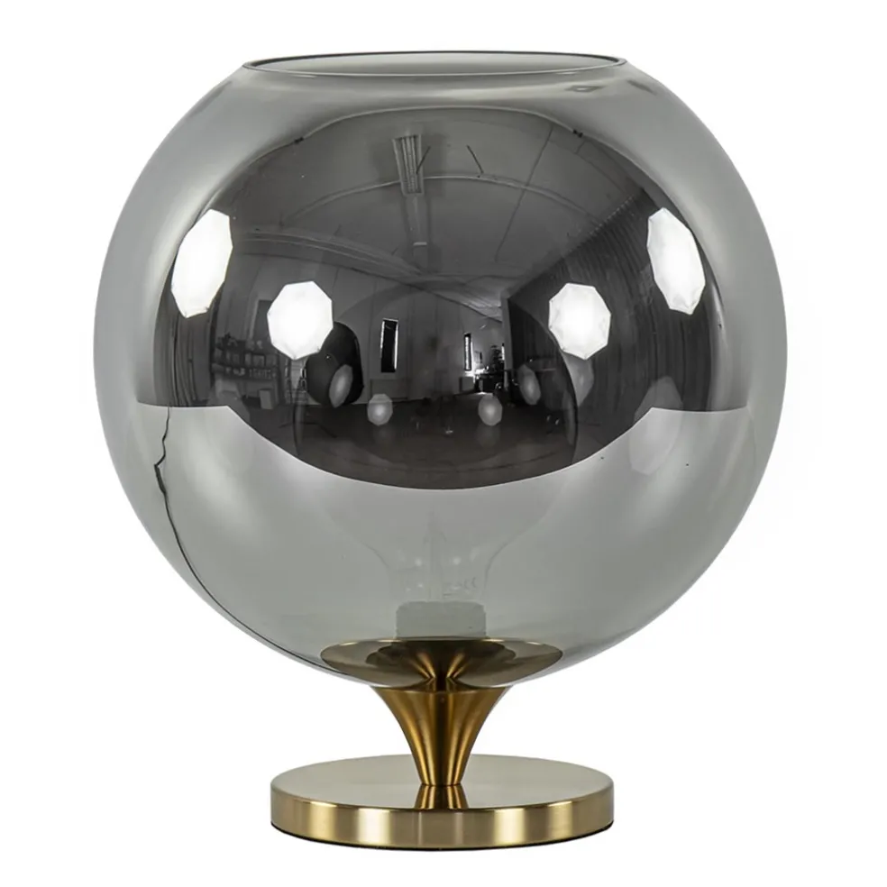 Globe tafellamp smoke/titanium met gouden voet