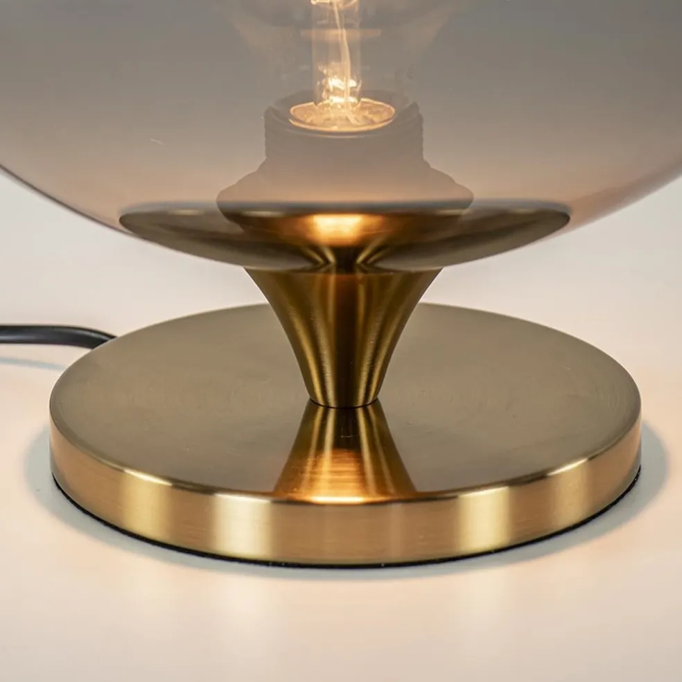 Globe tafellamp smoke/titanium met gouden voet
