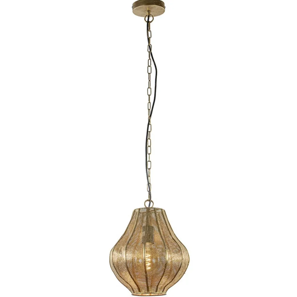 Gouden Oosterse hanglamp Micha met ketting Light & Living