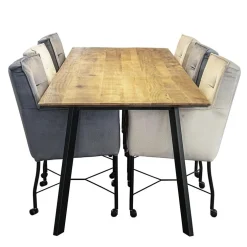 Grijs/beige eetkamerstoel met wieltjes gr 2