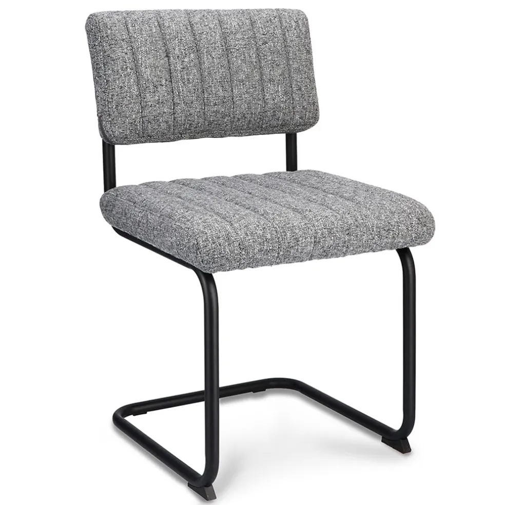 Grijze eetkamerstoel met zwart frame