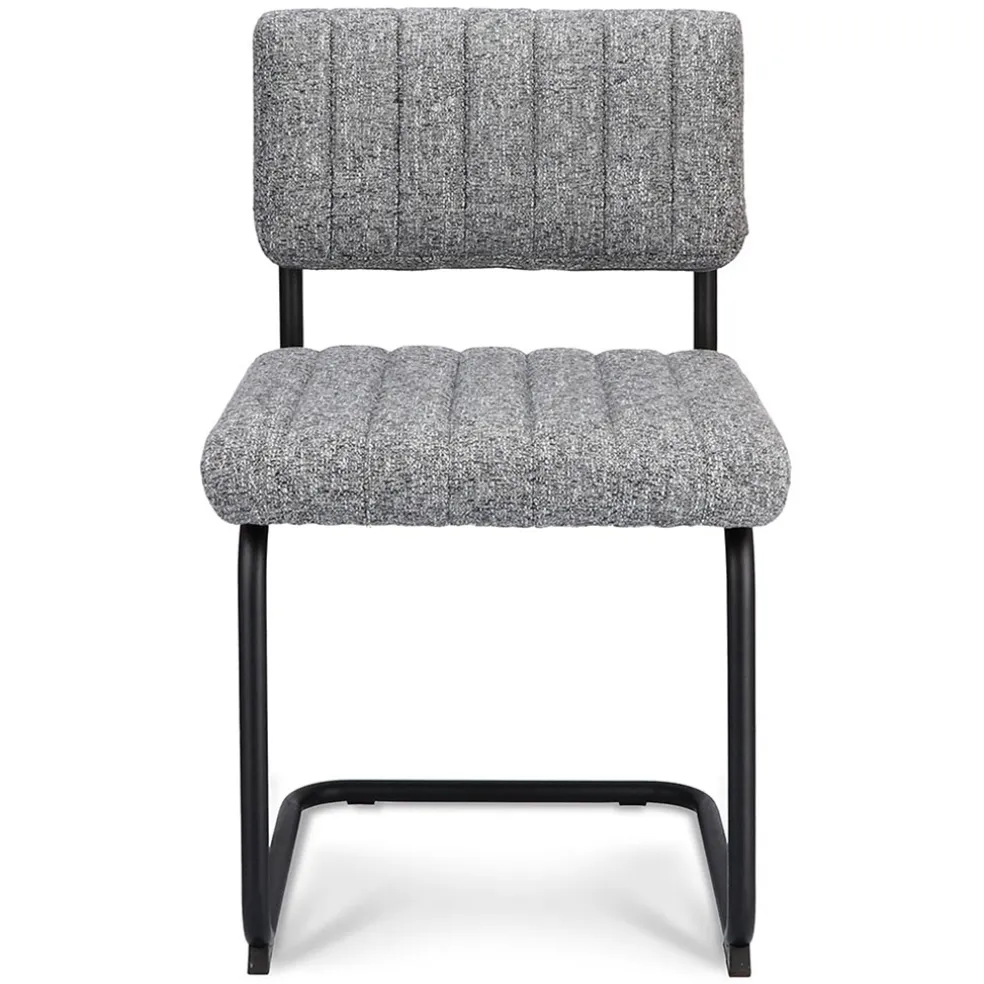 Grijze eetkamerstoel met zwart frame