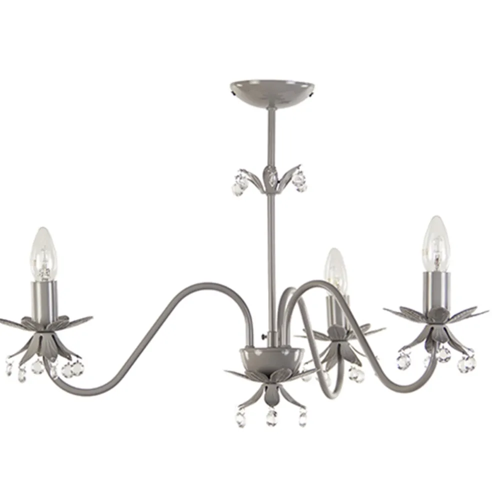 Grijze kroonluchter met bloem/kristal
