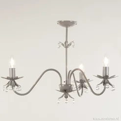 Grijze kroonluchter met bloem/kristal